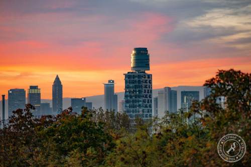 Der Blick vom Goetheturm aus auf die Frankfurter Skyline