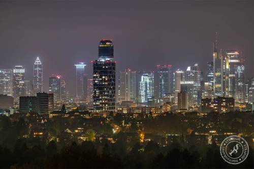 Der Blick vom Goetheturm aus auf die Frankfurter Skyline
