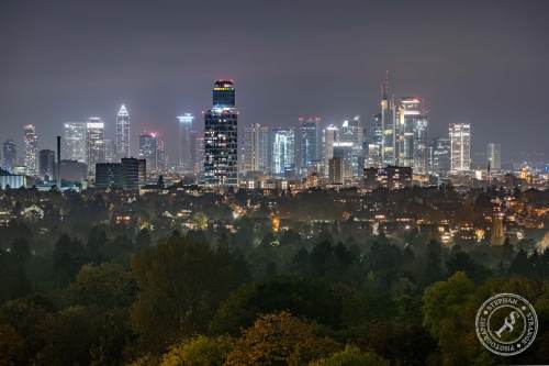 Der Blick vom Goetheturm aus auf die Frankfurter Skyline