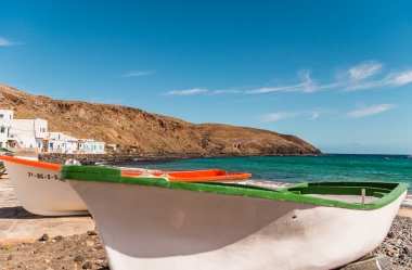Pozo Negro a view small fishing houses at the east coast of Fuerteventura