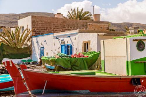 Pozo Negro a view small fishing houses at the east coast of Fuerteventura