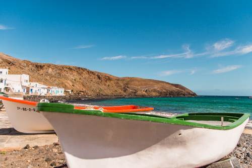 Pozo Negro a view small fishing houses at the east coast of Fuerteventura