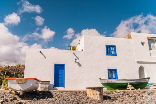 Pozo Negro a view small fishing houses at the east coast of Fuerteventura